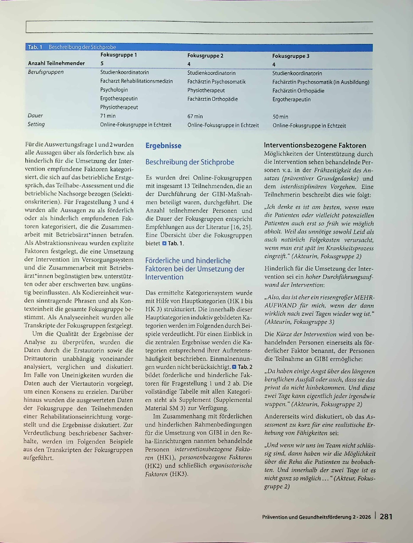 Vorschauseite 4: Einflussfaktoren bei einer ganzheitlichen Diagnostik zur Förderung der Arbeitsfähigkeit. Eine Fokusgruppenstudie
