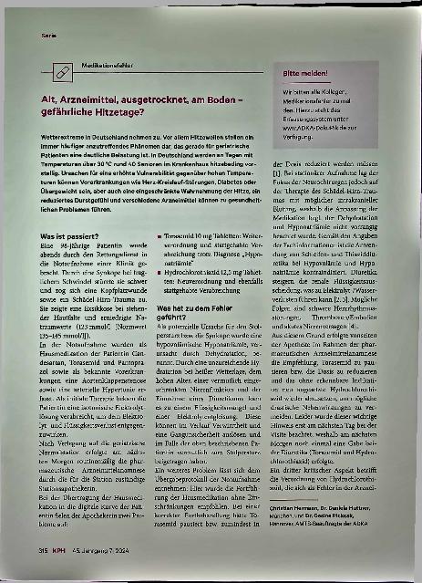 Vorschauseite 1: Alt, Arzneimittel, ausgetrocknet, am Boden - gefährliche Hitzetage?