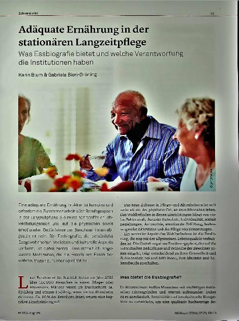 Vorschauseite 1: Adäquate Ernährung in der stationären Langzeitpflege