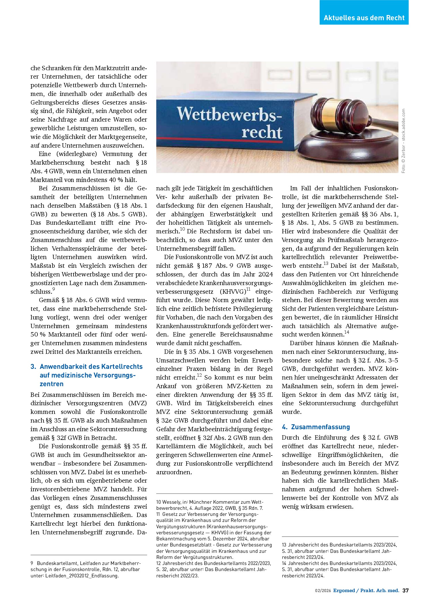 Vorschauseite 3: Kartellrechtliche Einordnung von medizinischen Versorgungszentren
