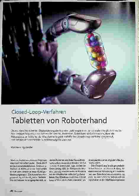 Vorschauseite 1: Closed-Loop-Verfahren: Tabletten von Roboterhand