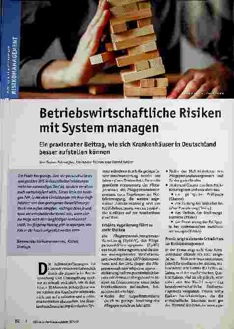 Vorschauseite 1: Betriebswirtschaftliche Risiken mit System managen: Ein praxisnaher Beitrag, wie sich Krankenhäuser in Deutschland besser aufstellen können.