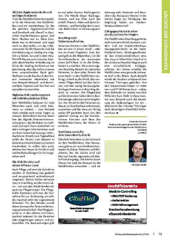 Vorschauseite 3: Der Patient als Gast. Die kommunalen Waldkliniken Eisenberg eröffnen einen Neubau, der in der deutschen Krankenhauslandschaft einmalig sein dürfte.