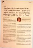 Vorschauseite 1: Grundsatzrede der Bundesministerin für Familie, Senioren, Frauen und Jugend anlässlich des Deutschen Fürsorgetages am 10. Mai 2022 in Essen.