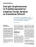Vorschauseite 1: Sind agile Vorgehensweisen im Projektmanagement bei komplexen Change-Vorhaben im Krankenhaus hilfreich?