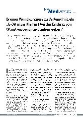 Vorschauseite 1: Bremer Wundkongress zu Verbandmitteln | „G-BA muss Klarheit bei der Evidenz von Wundversorgungs-Studien geben“
