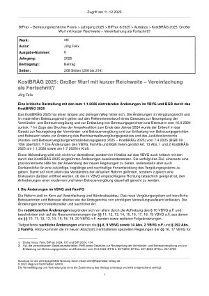 Vorschauseite 1: KostBRÄG 2025: Großer Wurf mit kurzer Reichweite – Vereinfachung als Fortschritt?