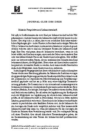 Vorschauseite 1: Ethische Perspektiven auf Leihmutterschaft