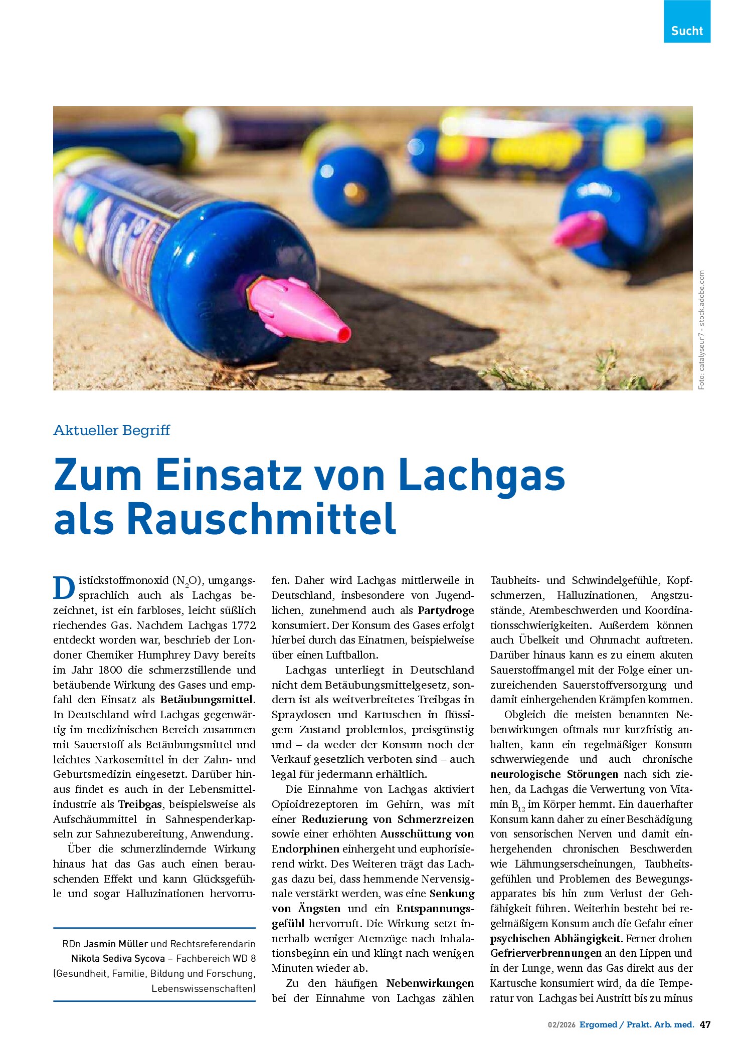Vorschauseite 1: Zum Einsatz von Lachgas als Rauschmittel