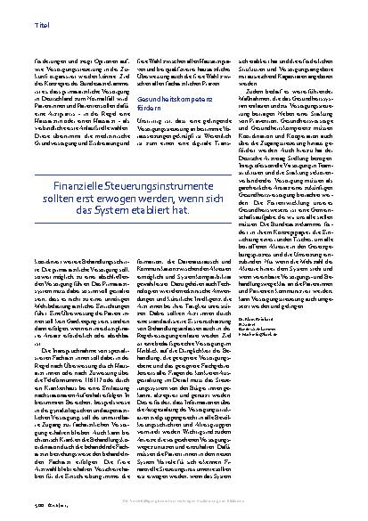 Vorschauseite 3: Patientensteuerung Mehr Koordination in der Versorgung