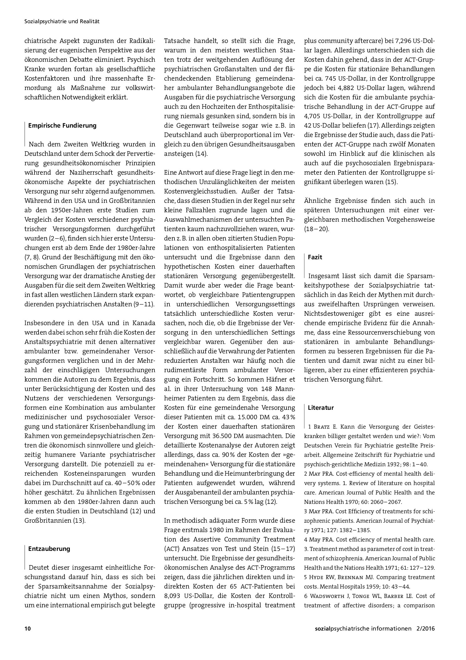 Vorschauseite 2: Nicht billiger, aber preiswert. Zur Ökonomie der Sozialpsychiatrie