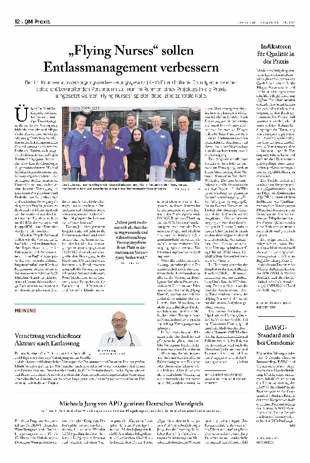 Vorschauseite 1: „Flying Nurses“ sollen Entlassmanagement verbessern.