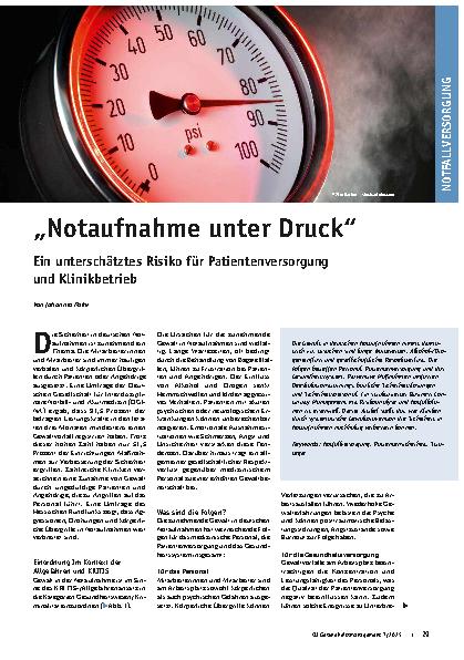 Vorschauseite 1: „Notaufnahme unter Druck“ Ein unterschätztes Risiko für Patientenversorgung und Klinikbetrieb