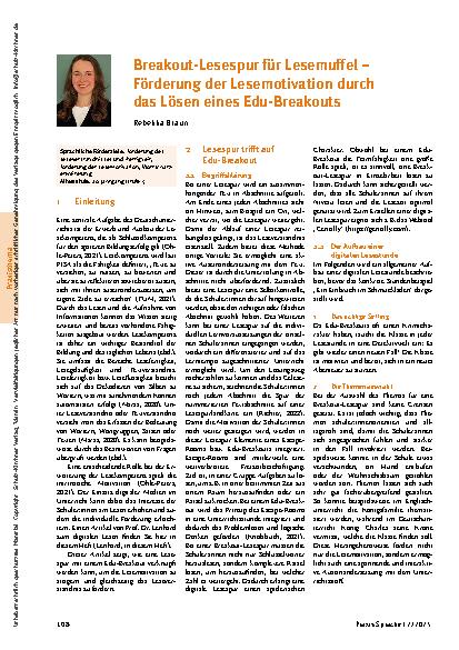 Vorschauseite 1: Breakout-Lesespur für Lesemuffel – Förderung der Lesemotivation durch das Lösen eines Edu-Breakouts