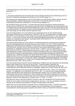 Vorschauseite 2: Zur Unterbringung – §§ 23, 312 Nr. 4, 333 FamFG; § 8 Abs. 1 PsychHG-SH