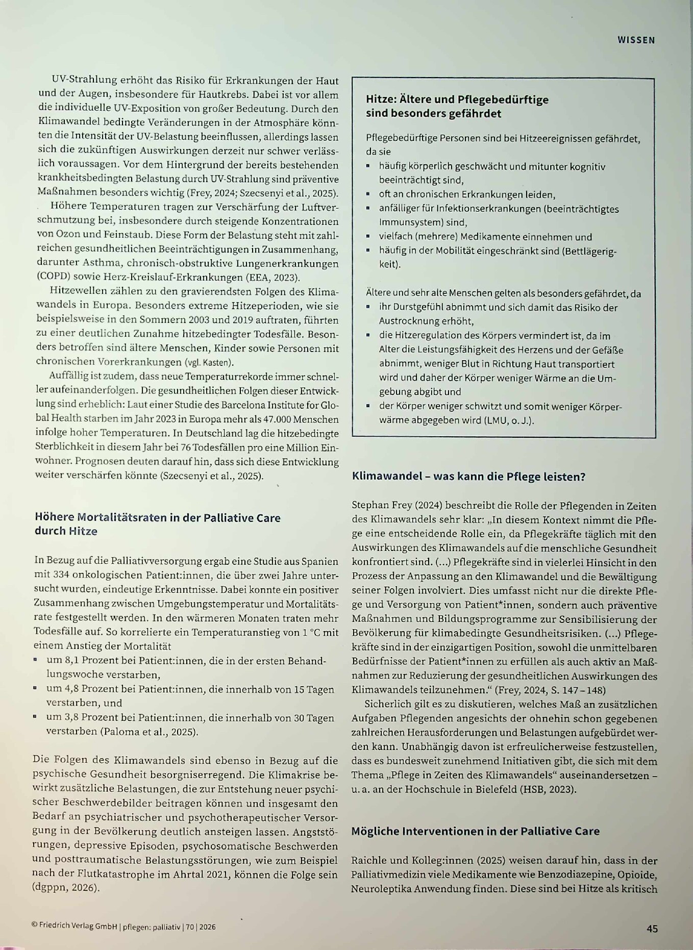 Vorschauseite 2: Pflege in Zeiten der Klimakrise. Auswirkungen der Erderwärmung und Folgen für die Palliativversorgung