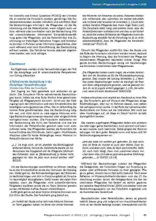 Vorschauseite 4: Die teilnehmende Beobachtung in der Akutpflege: Eine Studie zum Caring-Handeln. Herausforderungen der teilnehmenden Beobachtung in der Akutpflege.