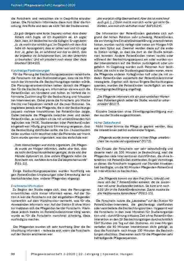 Vorschauseite 5: Die teilnehmende Beobachtung in der Akutpflege: Eine Studie zum Caring-Handeln. Herausforderungen der teilnehmenden Beobachtung in der Akutpflege.