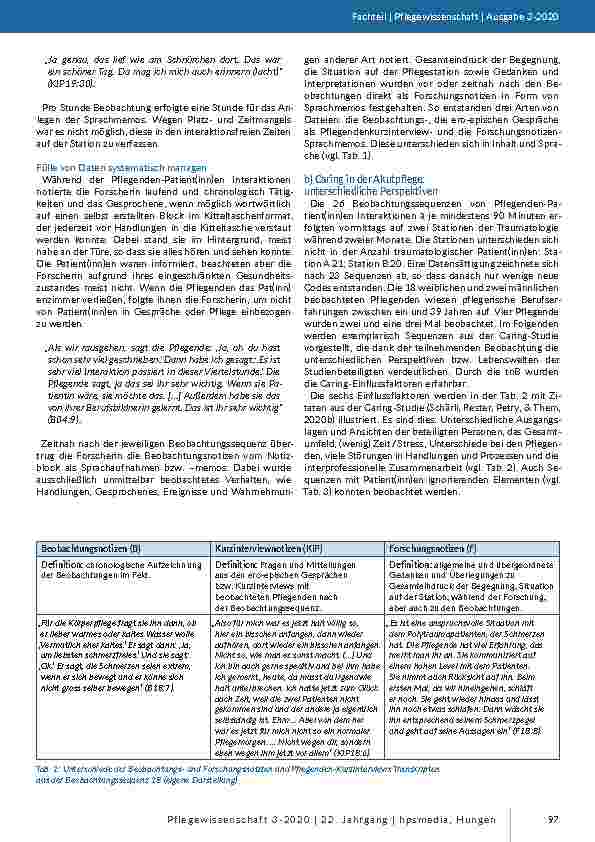 Vorschauseite 6: Die teilnehmende Beobachtung in der Akutpflege: Eine Studie zum Caring-Handeln. Herausforderungen der teilnehmenden Beobachtung in der Akutpflege.