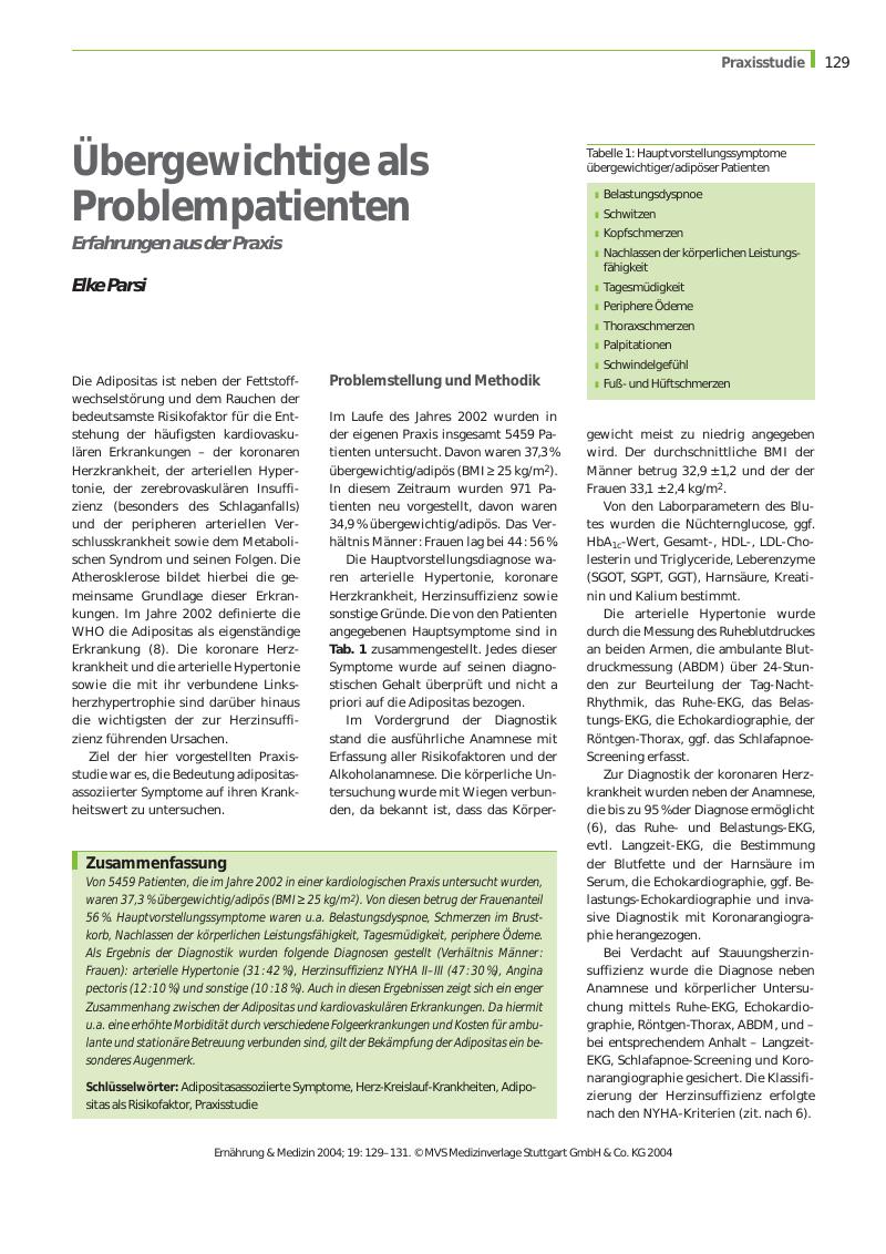 Vorschauseite 1: Übergewichtige als Problempatienten Erfahrungen aus der Praxis