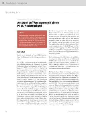 Vorschauseite 1: Anspruch auf Versorgung mit einem PTBS-Assistenzhund