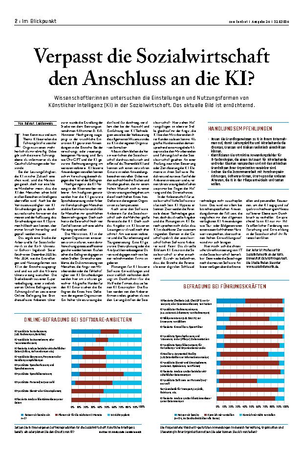 Vorschauseite 1: Verpasst die Sozialwirtschaft den Anschluss an die KI?