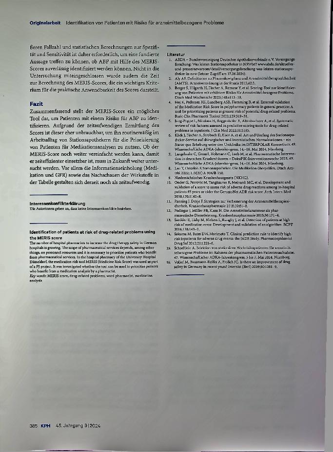 Vorschauseite 5: Identifikation von Patienten mit Risiko für arzneimittelbezogene Probleme