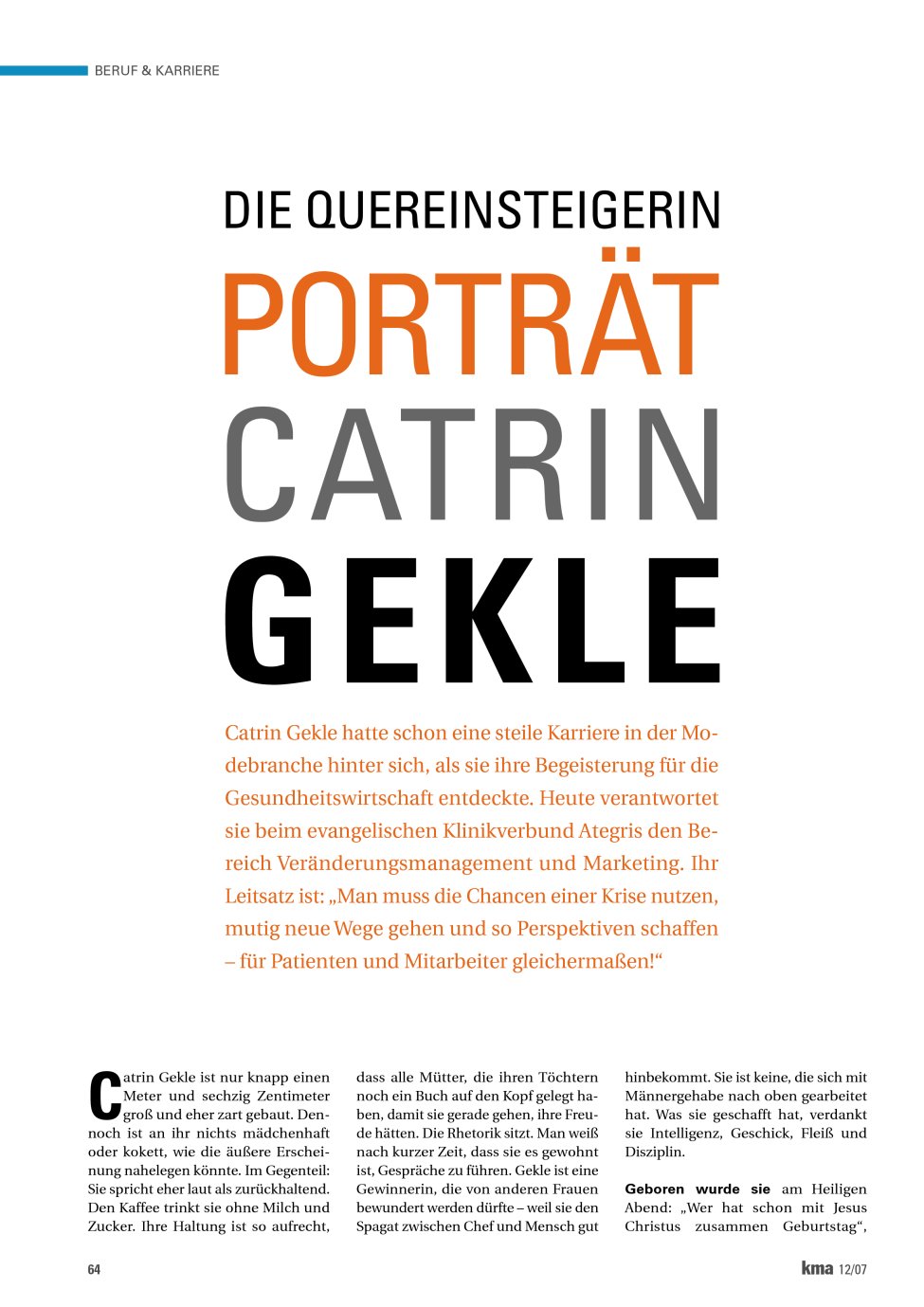 Vorschauseite 1: Porträt Catrin Gekle