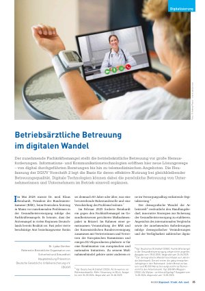 Vorschauseite 1: Betriebsärztliche Betreuung im digitalen Wandel