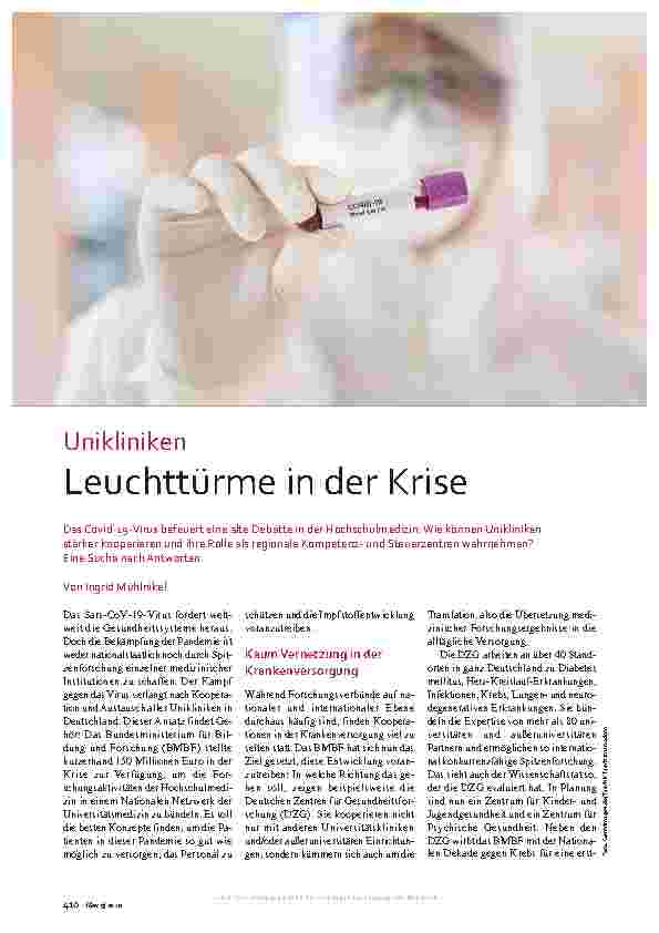 Vorschauseite 1: Universitätskliniken Leuchttürme in der Krise