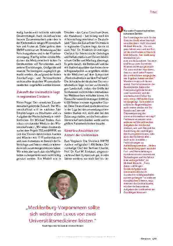 Vorschauseite 2: Universitätskliniken Leuchttürme in der Krise