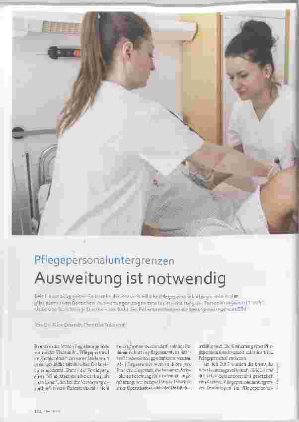 Vorschauseite 1: Pflegepersonaluntergrenzen Ausweitung ist notwendig.