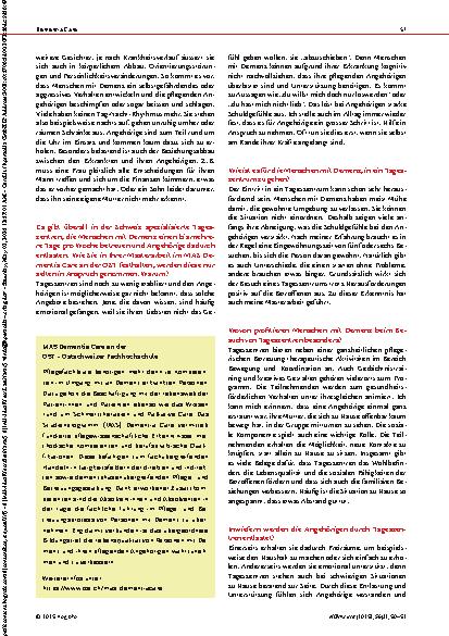 Vorschauseite 2: Tageszentren für Menschen mit Demenz Warum sie noch immer wenig etabliert sind