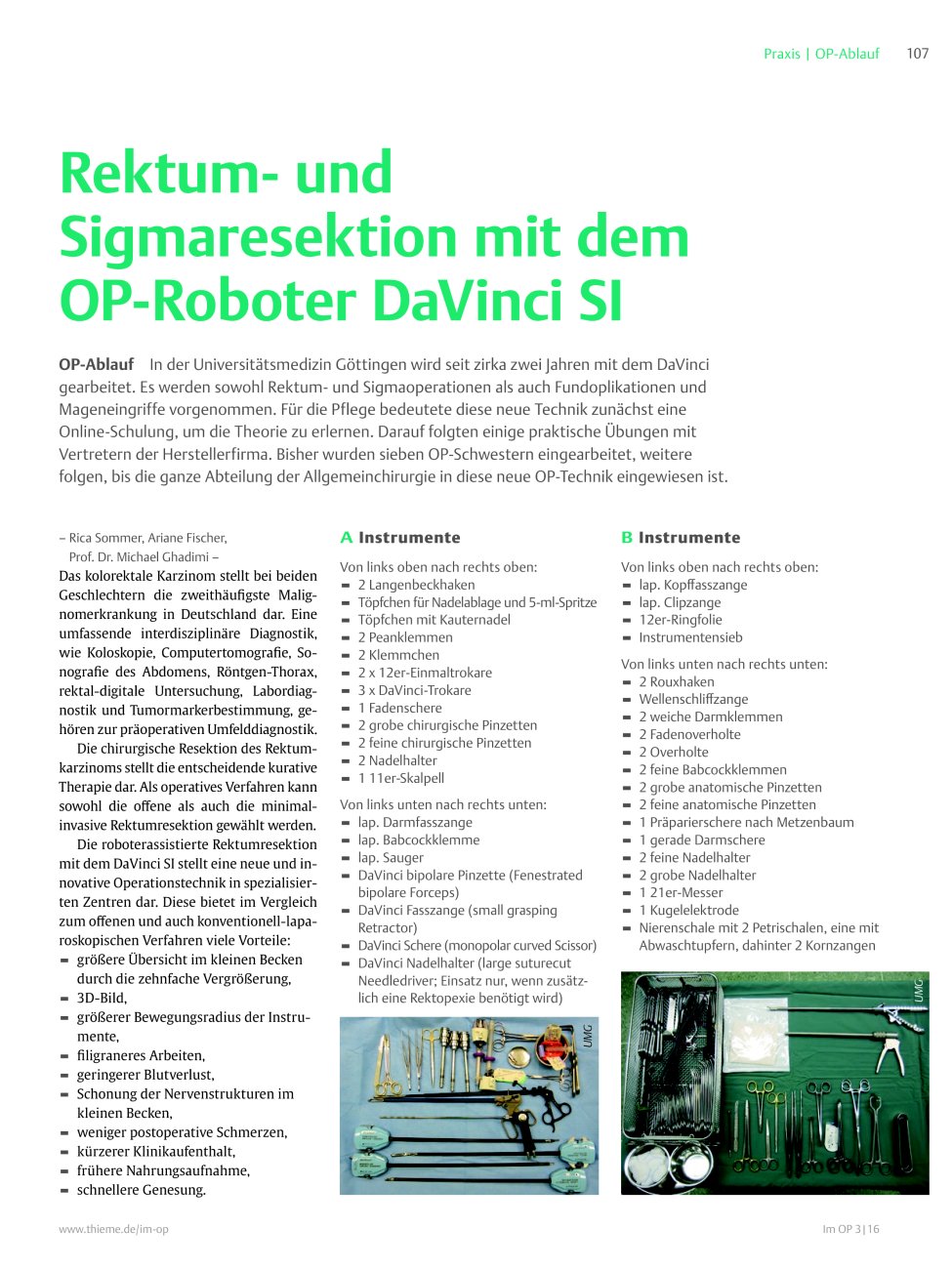 Vorschauseite 1: Rektumund Sigmaresektion mit dem OP-Roboter DaVinci SI