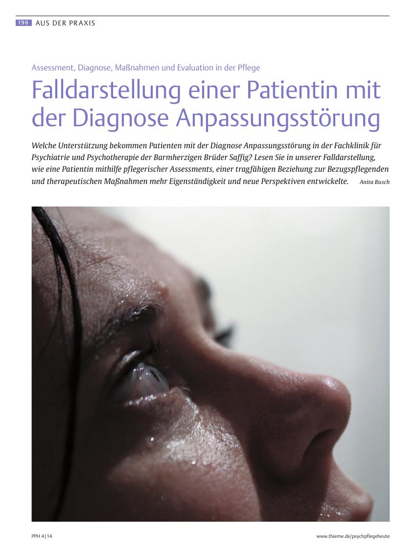 Vorschauseite 1: Falldarstellung einer Patientin mit der Diagnose Anpassungsstörung