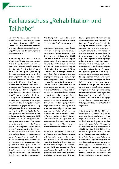 Vorschauseite 1: Fachausschuss „Rehabilitation und Teilhabe“