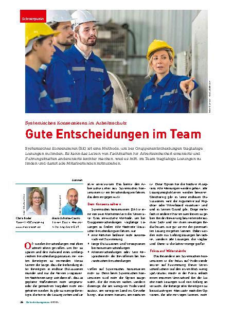 Vorschauseite 1: Systemisches Konsensieren im Arbeitsschutz - Gute Entscheidungen im Team