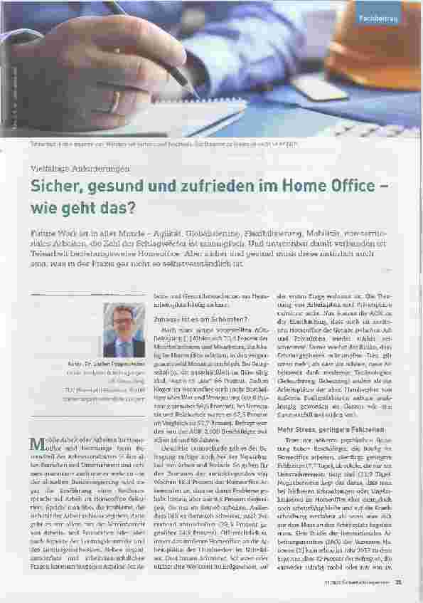 Vorschauseite 1: Sicher, gesund und zufrieden im Homeoffice - wie geht das?