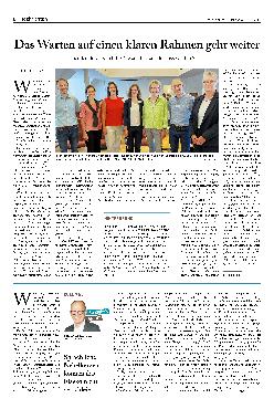 Vorschauseite 1: Das Warten auf einen klaren Rahmen geht weiter.