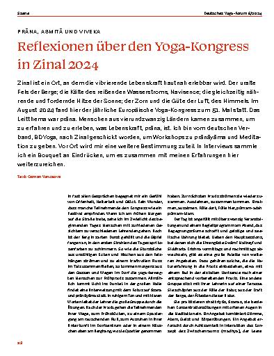 Vorschauseite 1: Reflexionen über den Yoga-Kongress in Zinal 2024