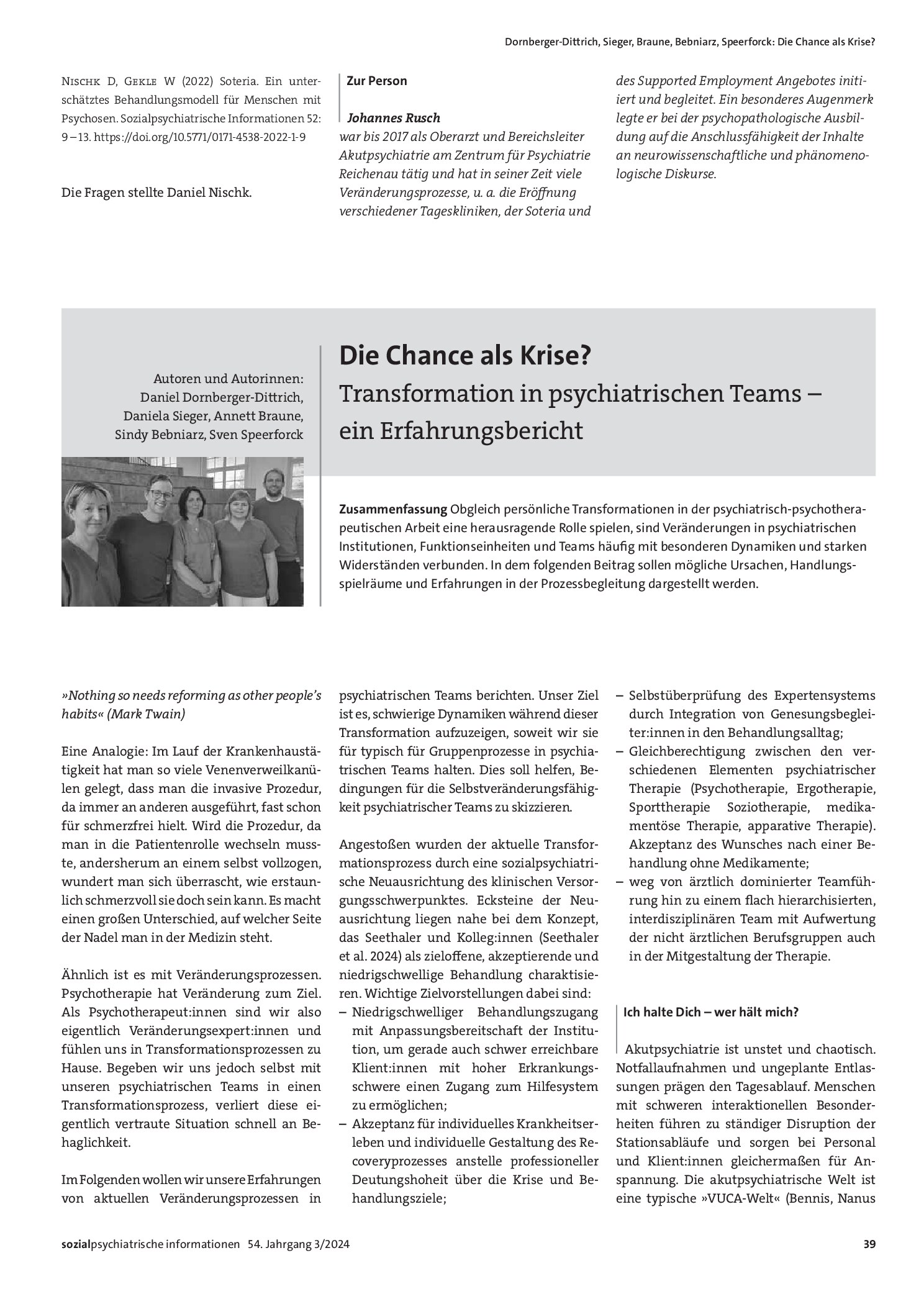 Vorschauseite 3: Wie eröffnet man eine Soteria, Herr Rusch?