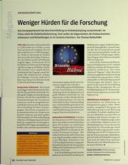 Vorschauseite 1: Weniger Hürden für die Forschung