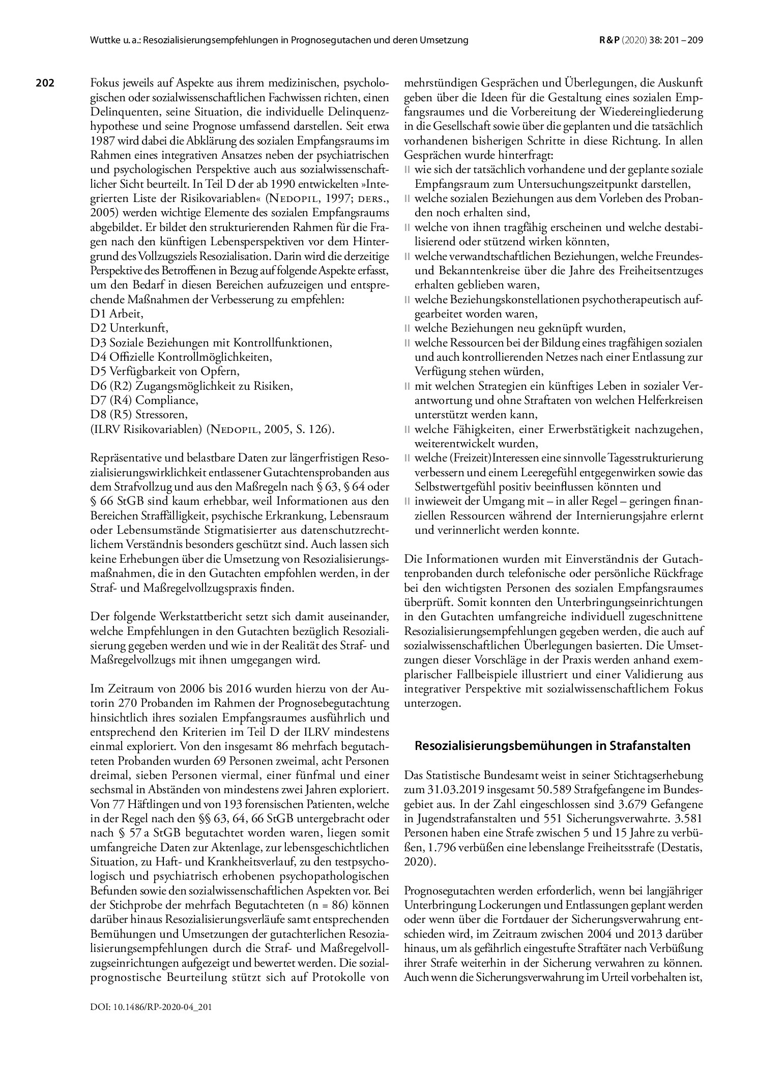 Vorschauseite 2: Resozialisierungsempfehlungen in Prognosegutachten und deren Umsetzung – Ein Werkstattbericht