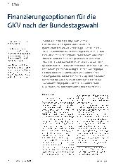 Vorschauseite 1: Finanzierungsoptionen für die GKV nach der Bundestagswahl