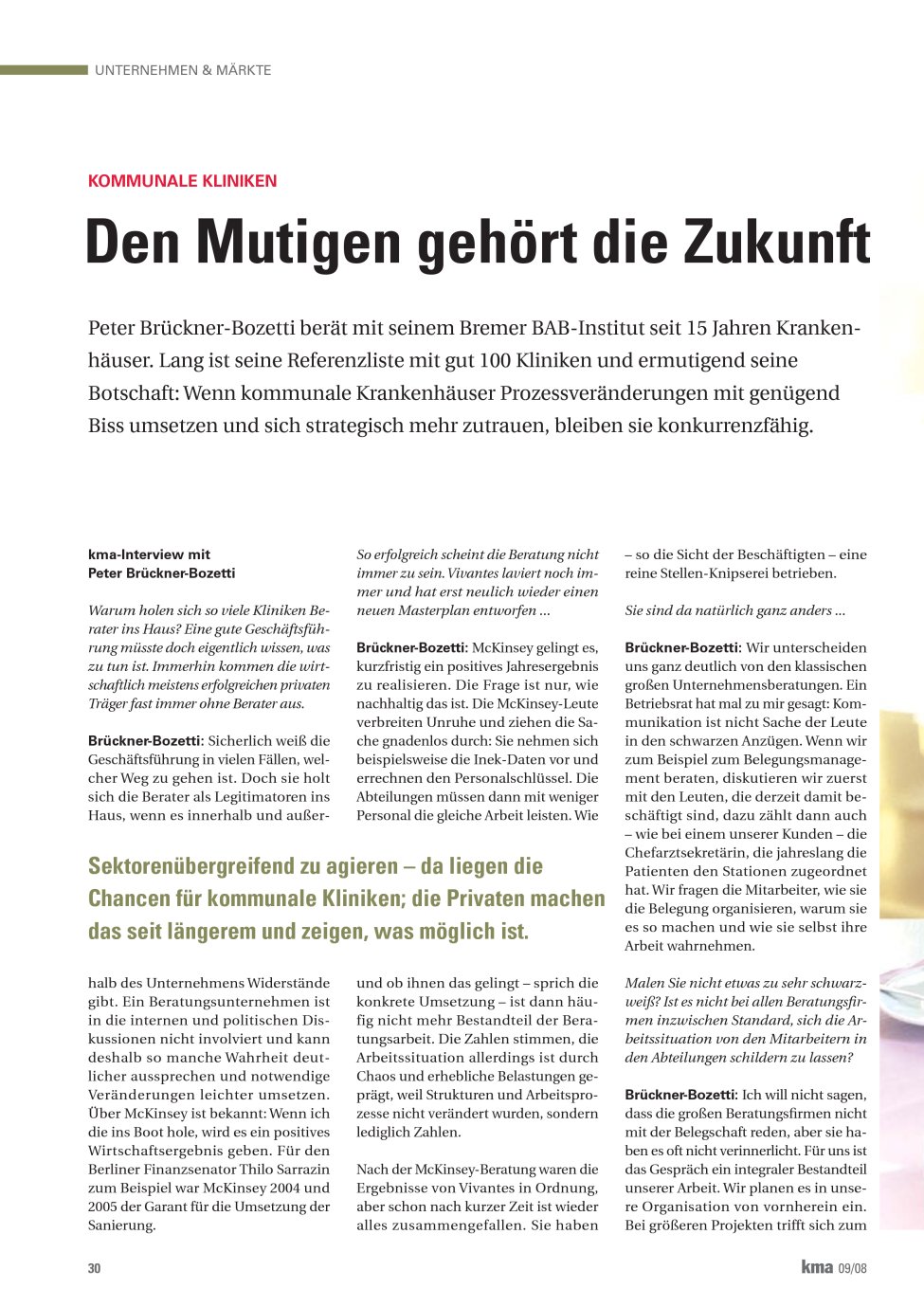 Vorschauseite 1: Den Mutigen gehört die Zukunft