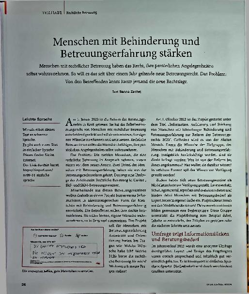 Vorschauseite 1: Menschen mit Behinderung und Betreuungserfahrung stärken