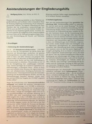 Vorschauseite 1: Assistenzleistungen der Eingliederungshilfe