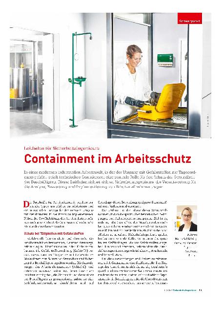 Vorschauseite 1: Leitfaden für Sicherheitsingenieure Containment im Arbeitsschutz