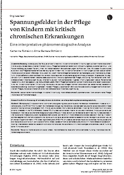 Vorschauseite 1: Spannungsfelder in der Pflege von Kindern mit kritisch chronischen Erkrankungen