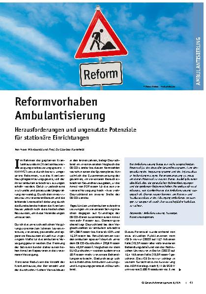 Vorschauseite 1: Reformvorhaben Ambulantisierung: Herausforderungen und ungenutzte Potenziale für stationäre Einrichtungen